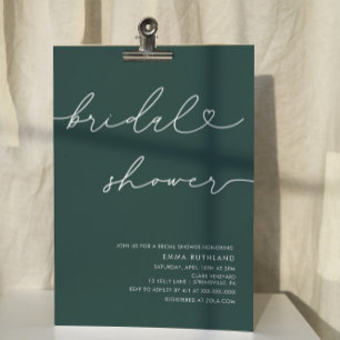 Invitation Fête des mariées cardiaque minimaliste manuscrite