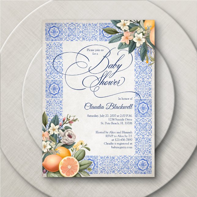 Invitation Fête des mariées Carrelage Méditerranéen (Créateur téléchargé)
