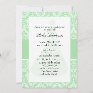 Invitation Fête des mariées Celadon Damask