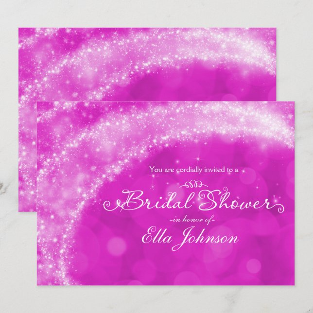 Invitation Fête des mariées Cendrillon rose et blanc (Devant / Derrière)