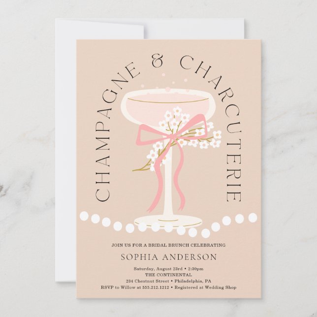 Invitation Fête des mariées Champagne et Charcuterie (Devant)
