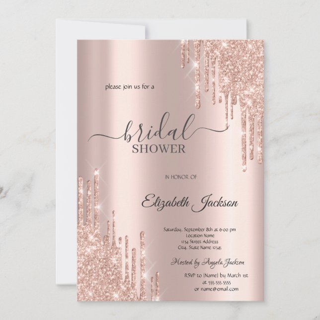 Invitation Fête des mariées Chic Rose Gold Drives (Devant)