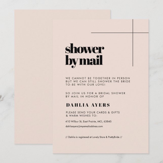 Invitation Fête des mariées chic simple par courrier (Devant / Derrière)