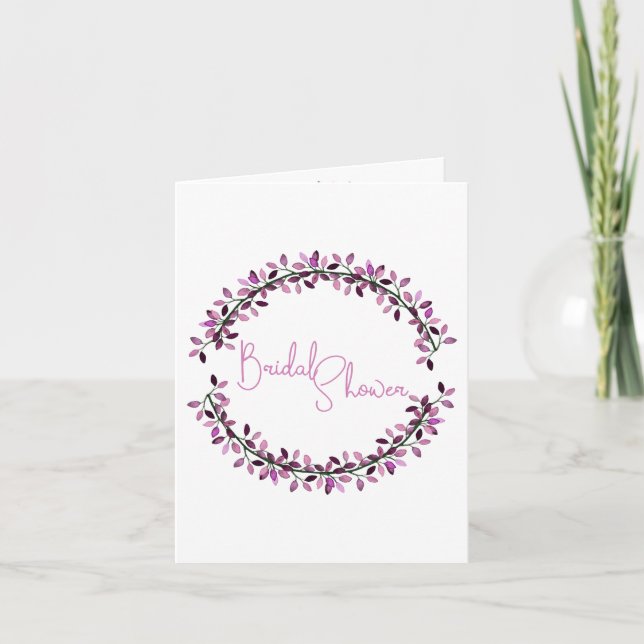 Invitation Fête des mariées Chic Violet Feuilleté Wreath Pers (Devant)