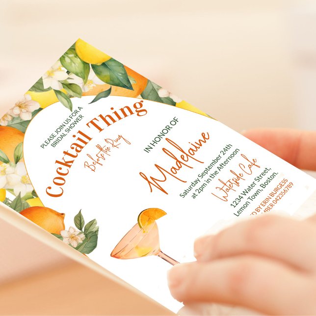 Invitation Fête des mariées Citron Orange Citrus Cocktail (Créateur téléchargé)