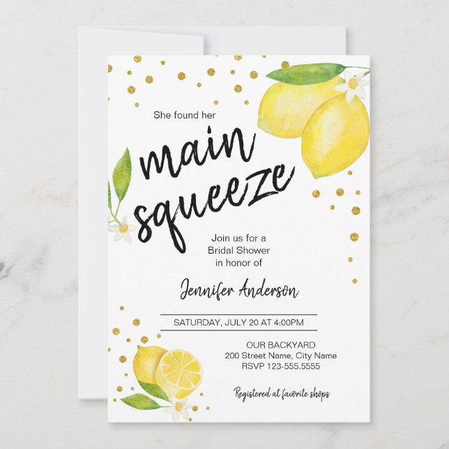 Invitation Fête des mariées Citrus citron (Devant)