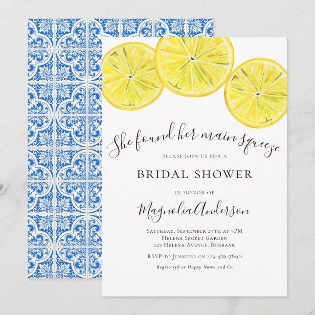 Invitation Fête des mariées Citrus de Citron Méditerranée (Devant / Derrière)