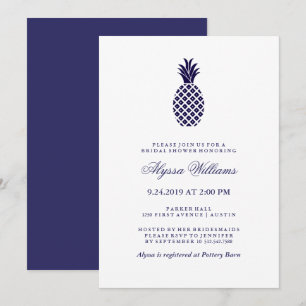 Invitation Fête des mariées classique à ananas de la marine
