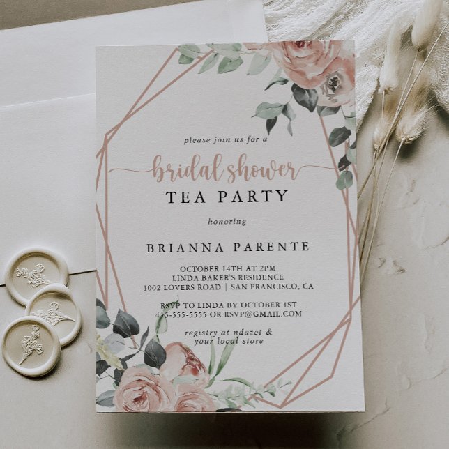 Invitation Fête des mariées classique géométrique Rose de thé (Créateur téléchargé)