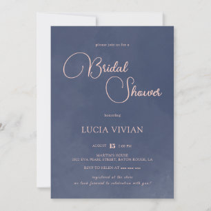 Invitation Fête des mariées classique Smokey Navy Blue Typogr