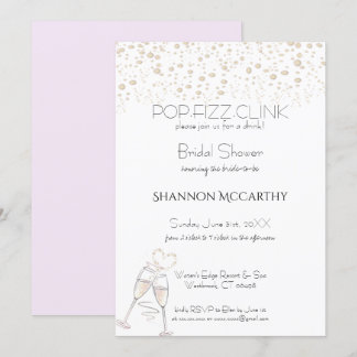 Invitation Fête des mariées Clink Pop Fizz