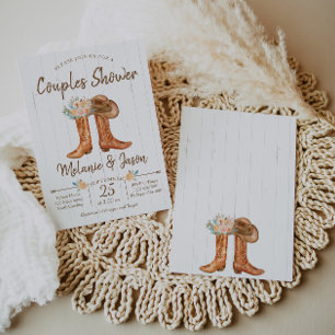 Invitation Fête des mariées Co-Ed de Country Boots Couples