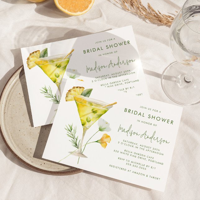 Invitation Fête des mariées Cocktail à l'ananas tropical Mart (Créateur téléchargé)