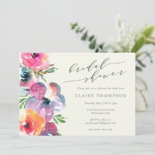 Invitation Fête des mariées colorée Boho Aquarelle Fleurs