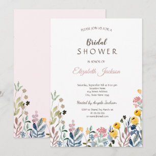 Invitation Fête des mariées colorée Fleur sauvage Meadow
