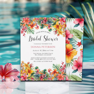 Invitation Fête des mariées colorée Hawaiian Luau
