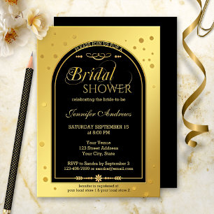 Invitation Fête des mariées Confetti Noir Or