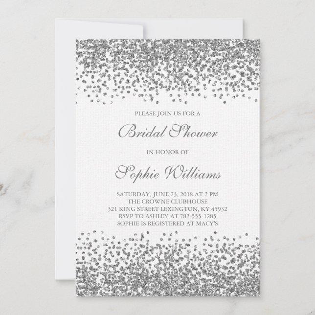 Invitation Fête des mariées Confetti Parties scintillant en a (Devant)