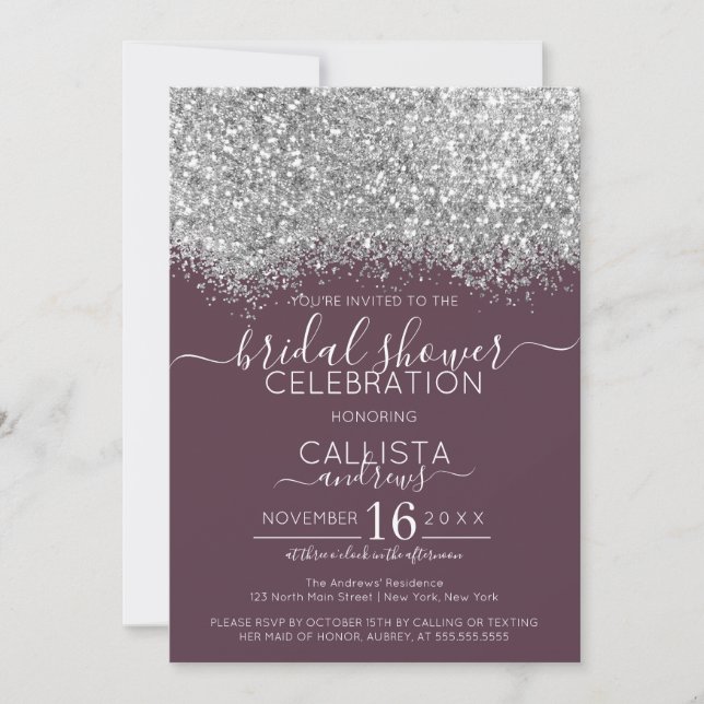 Invitation Fête des mariées Confetti Parties scintillant viol (Devant)