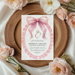Invitation Fête des mariées Coquette Chic Bow Rose