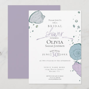 Invitation Fête des mariées   Coquillages de plage Lilac Dust