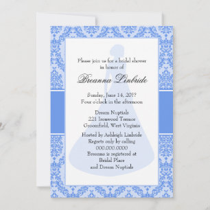 Invitation Fête des mariées Cornflower Blue Damask
