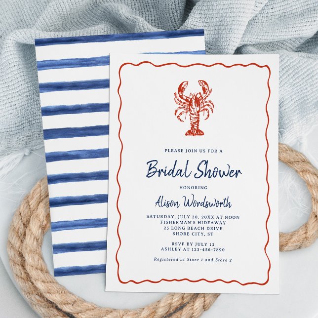 Invitation Fête des mariées côtière du homard nautique (Créateur téléchargé)