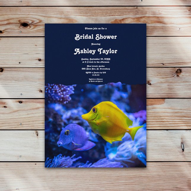 Invitation Fête des mariées côtière marine de poissons sous-m (Créateur téléchargé)