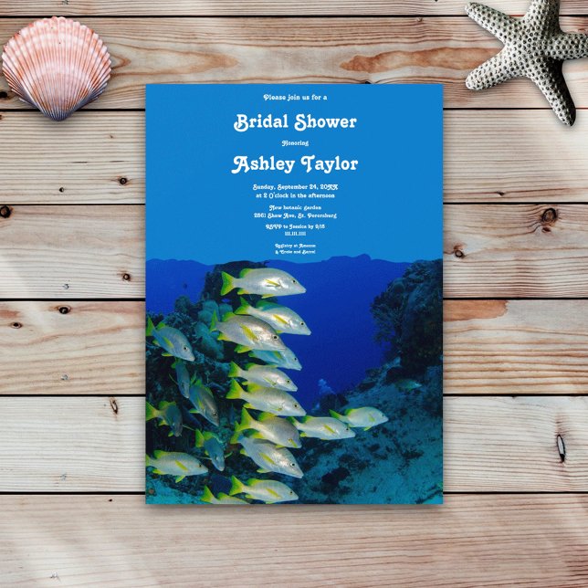 Invitation Fête des mariées côtière marine de poissons sous-m (Créateur téléchargé)