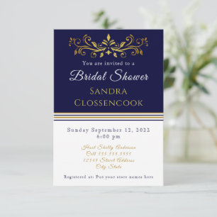 Invitation Fête des mariées côtière marine Mariage bleu marin