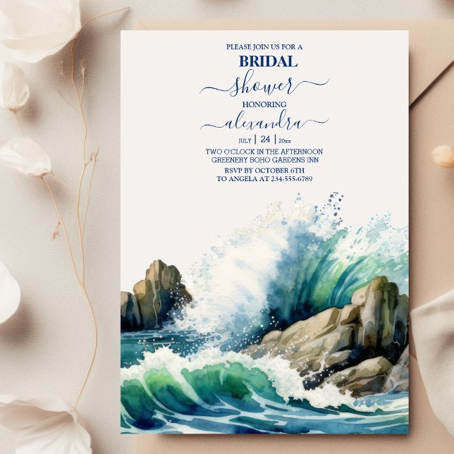 Invitation Fête des mariées côtière Ocean Beach (Créateur téléchargé)