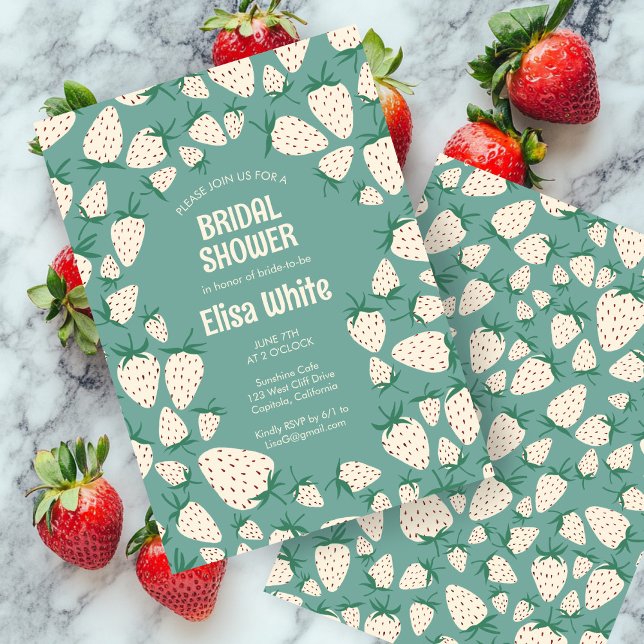 Invitation Fête des mariées CUSTOM Fraise blanche (White Strawberry Pineberry CUSTOM Bridal Shower Invitation
)