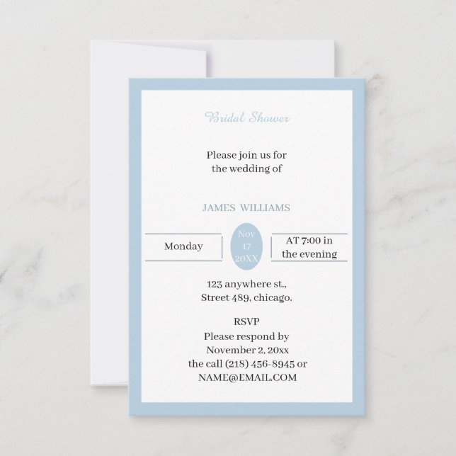 Invitation Fête des mariées Customisée bleue (Devant)
