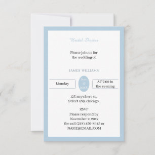 Invitation Fête des mariées Customisée bleue