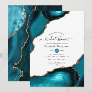 Invitation Fête des mariées d'âge turquoise et or