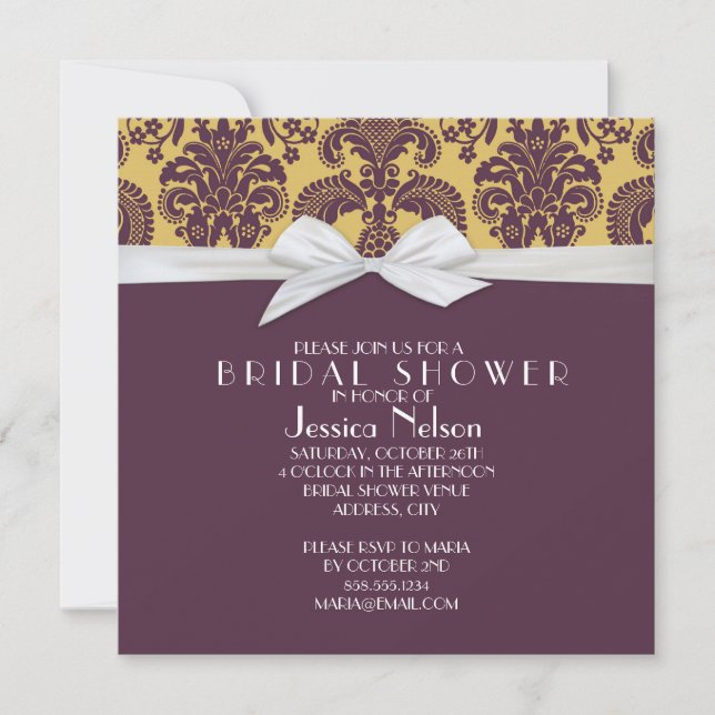 Invitation Fête des mariées Damas à la française (Devant)