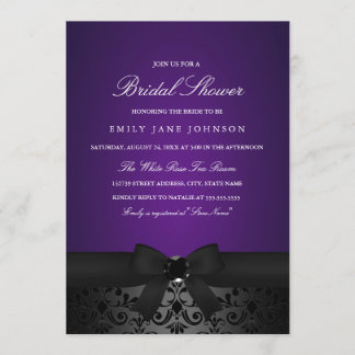 Invitation Fête des mariées Damask Black & Purple 