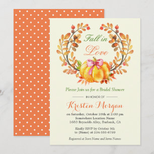 Invitation Fête des mariées d'amour Automne Citrouille Floral