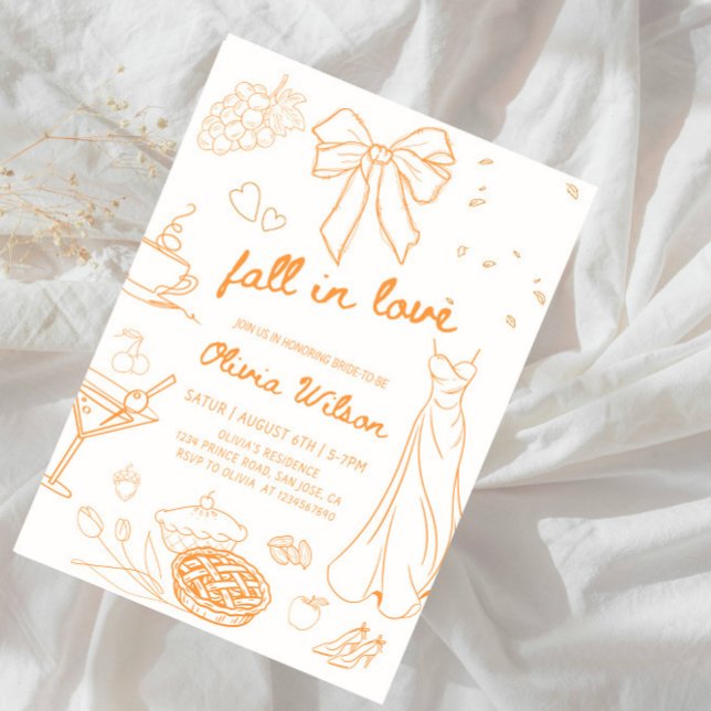 Invitation Fête des mariées d'amour - Feuilles d'automne élég (Créateur téléchargé)