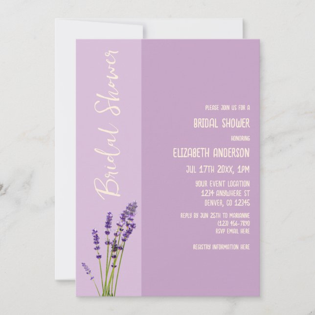 Invitation Fête des mariées d'amour Lavender (Devant)