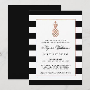 Invitation Fête des mariées d'ananas Rose en or Faux