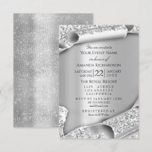 Invitation Fête des mariées d'anniversaire 3D Grey Parties sc