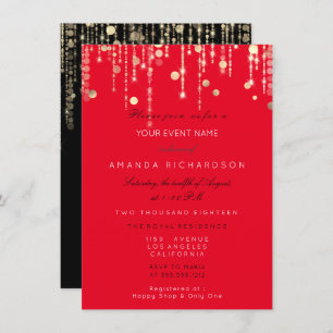 Invitation Fête des mariées d'anniversaire Red Black Gold Dri