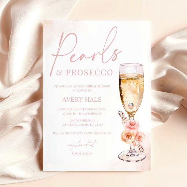 Invitation Fête des mariées d'aquarelle bleu perles et Prosec (Créateur téléchargé)