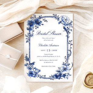 Invitation Fête des mariées d'aquarelle bleue