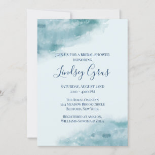 Invitation Fête des mariées d'aquarelle bleue Icy