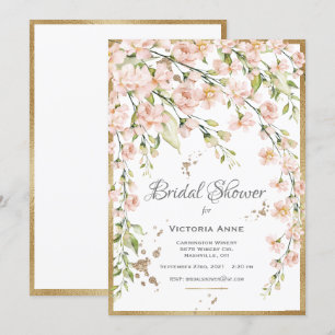 Invitation Fête des mariées d'aquarelle botanique rose