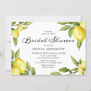 Invitation Fête des mariées d'aquarelle chic citron vert