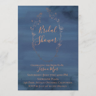 Invitation Fête des mariées d'aquarelle de la marine rose Gol