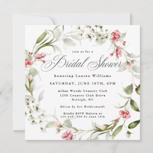 Invitation Fête des mariées d'aquarelle en fleurs délicates